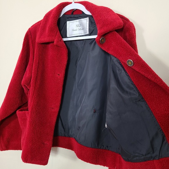 NILS Resort Collection Red S Fleece Teddy Jacket Winter Holiday Vintage Cozy - Picture 7 of 12